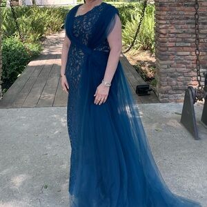 Tadashi shoji Eslem Draped Tulle Gown